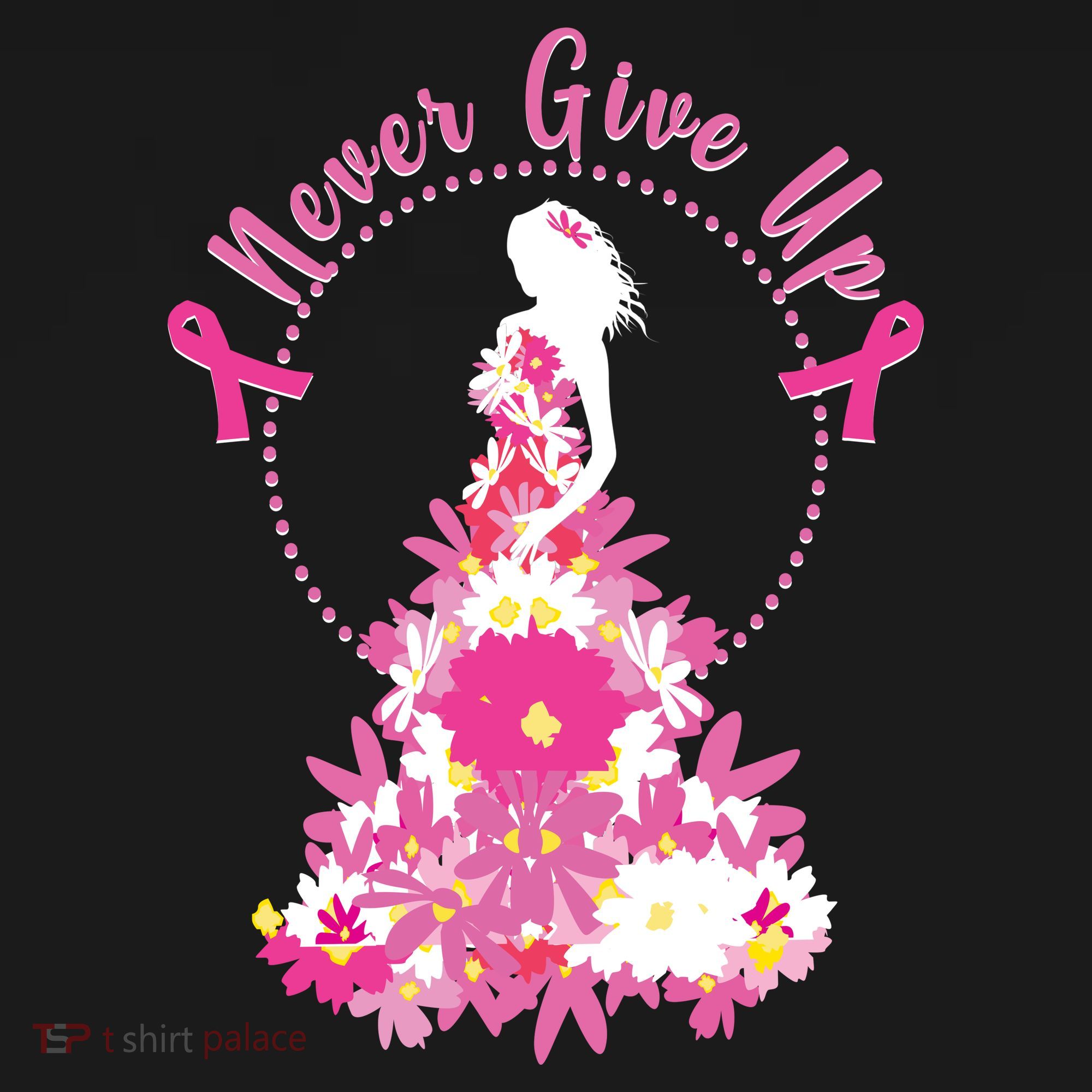 Never Give Up Breast Cancer Awareness Floral Mousepad