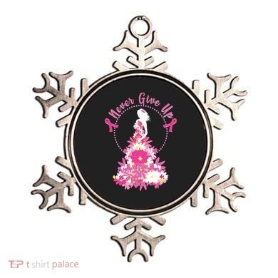 Never Give Up Breast Cancer Awareness Floral Ornament