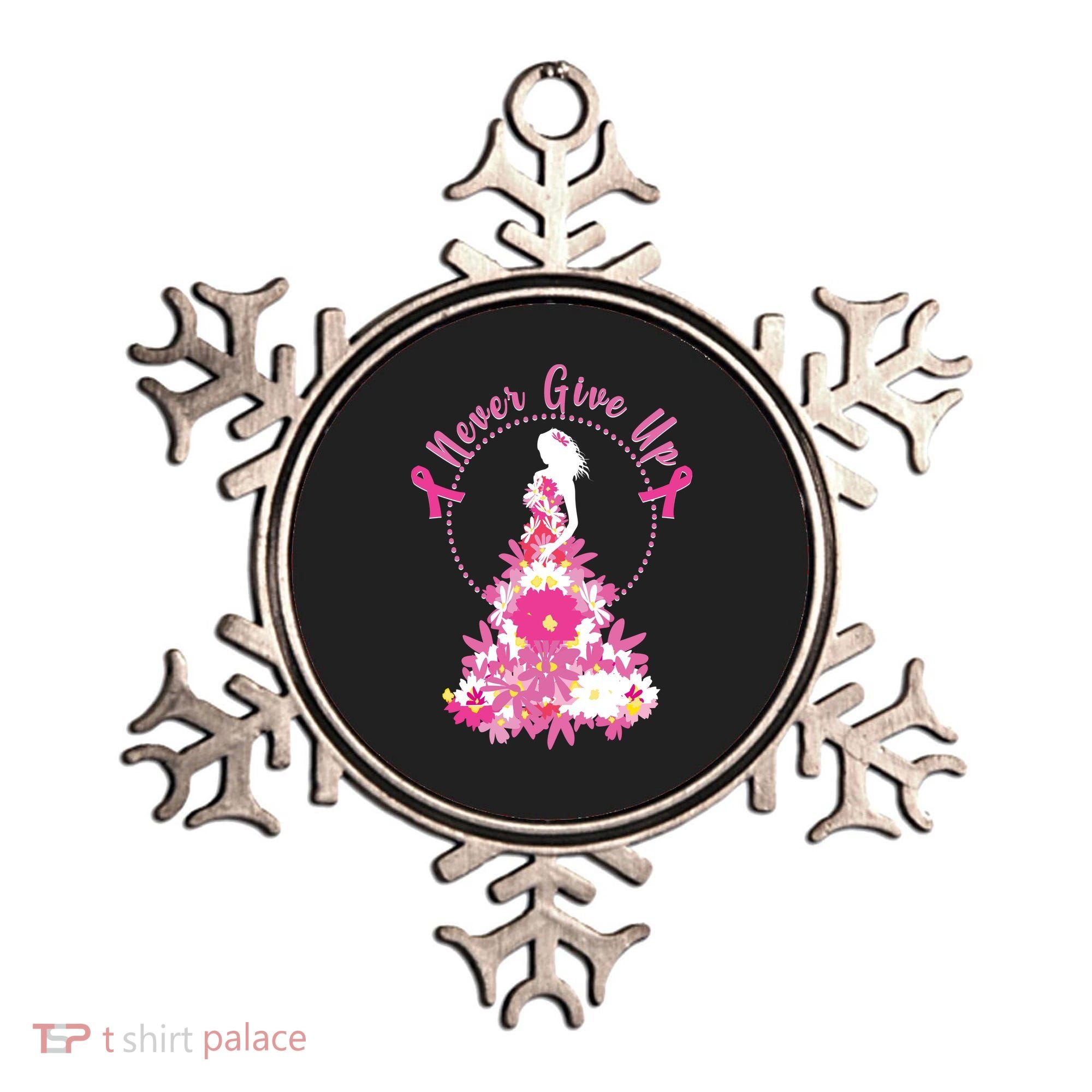 Never Give Up Breast Cancer Awareness Floral Ornament