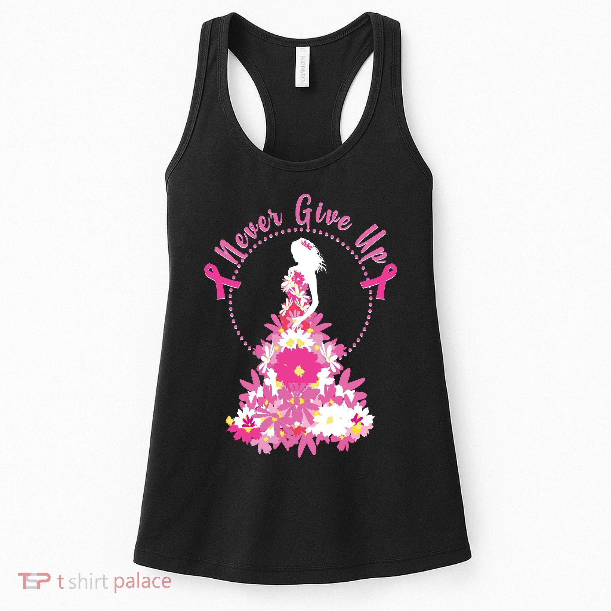 Never Give Up Breast Cancer Awareness Floral Women's Tank Top