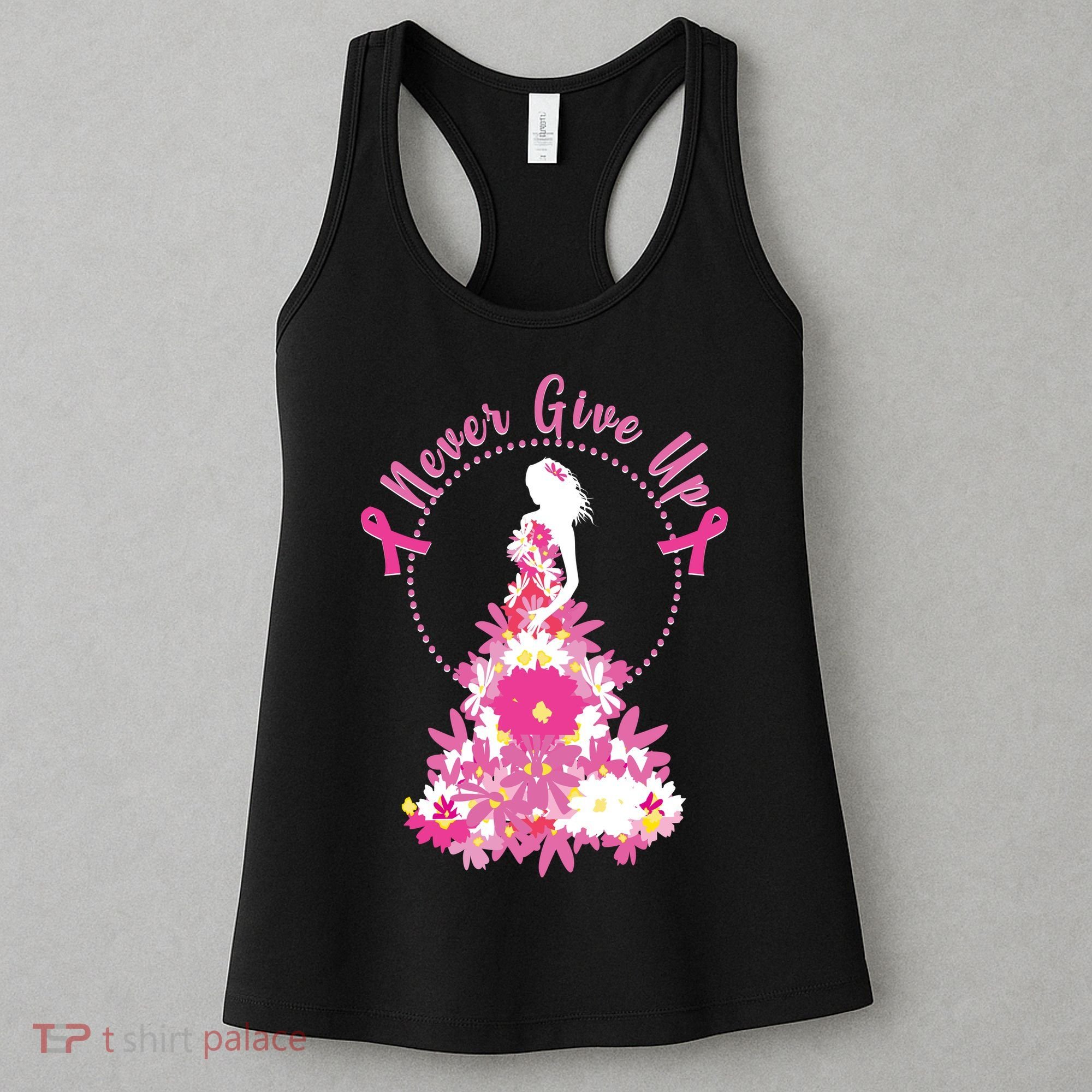 Never Give Up Breast Cancer Awareness Floral Women's Tank Top