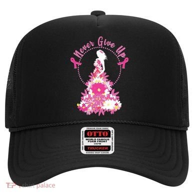 Never Give Up Breast Cancer Awareness Floral Hat