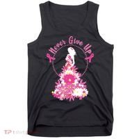 Never Give Up Breast Cancer Awareness Floral Tank Top thumb 0