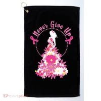 Never Give Up Breast Cancer Awareness Floral Golf Towel thumb 0