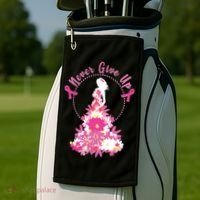 Never Give Up Breast Cancer Awareness Floral Golf Towel thumb 2