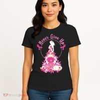 Never Give Up Breast Cancer Awareness Floral Women's T-Shirt thumb 4