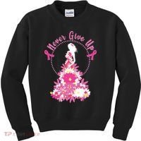 Never Give Up Breast Cancer Awareness Floral Kids Sweatshirt thumb 0