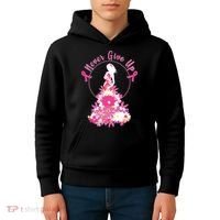 Never Give Up Breast Cancer Awareness Floral Kids Hoodie thumb 4