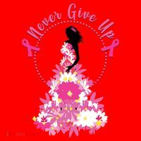 Never Give Up Breast Cancer Awareness Floral Santa Hat thumb 1