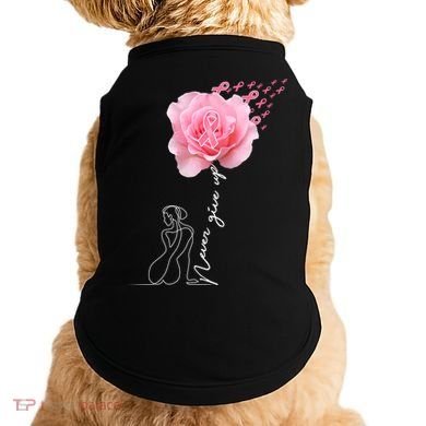 Never Give Up Breast Cancer Rose Doggie Tank
