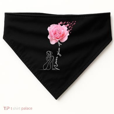 Never Give Up Breast Cancer Rose USA-Made Doggie Bandana
