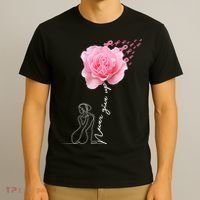 Never Give Up Breast Cancer Rose T-Shirt thumb 3