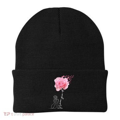 Never Give Up Breast Cancer Rose Beanie