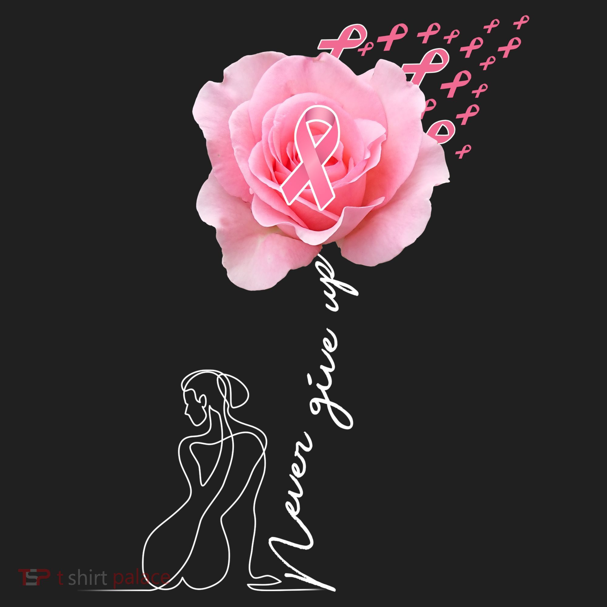 Never Give Up Breast Cancer Rose Beanie