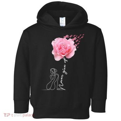 Never Give Up Breast Cancer Rose Toddler Hoodie