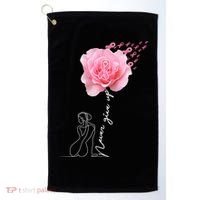 Never Give Up Breast Cancer Rose Golf Towel thumb 0