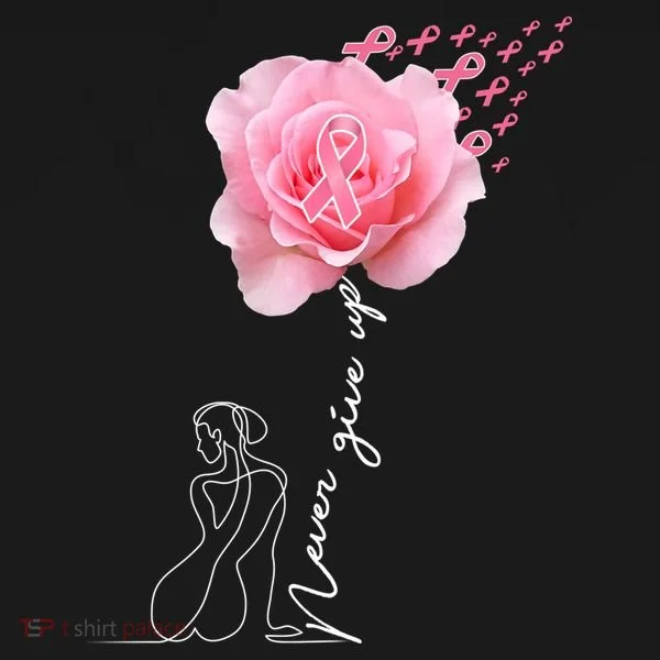 Never Give Up Breast Cancer Rose Women's T-Shirt