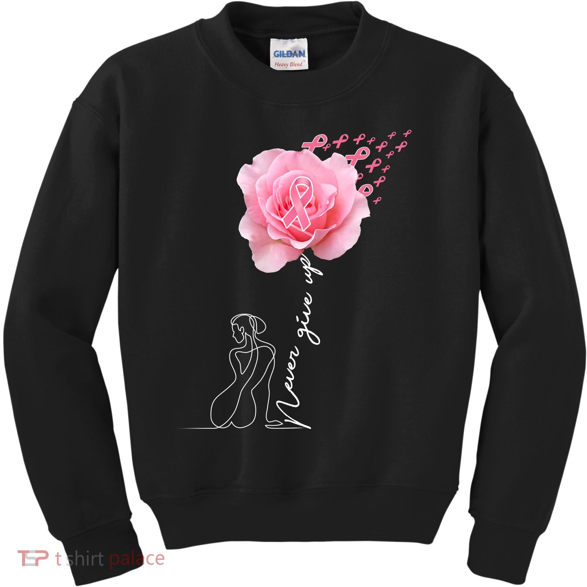 Never Give Up Breast Cancer Rose Kids Sweatshirt