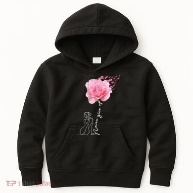 Never Give Up Breast Cancer Rose Kids Hoodie