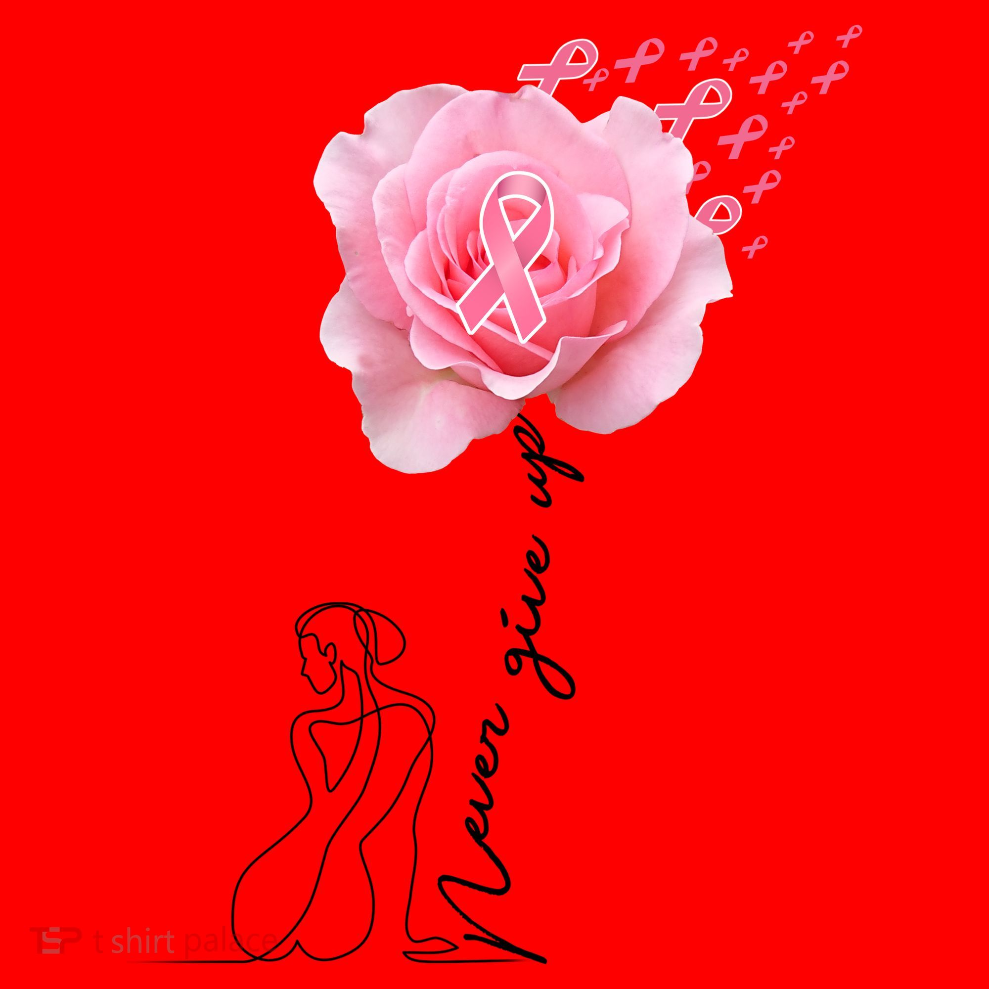 Never Give Up Breast Cancer Rose Santa Hat