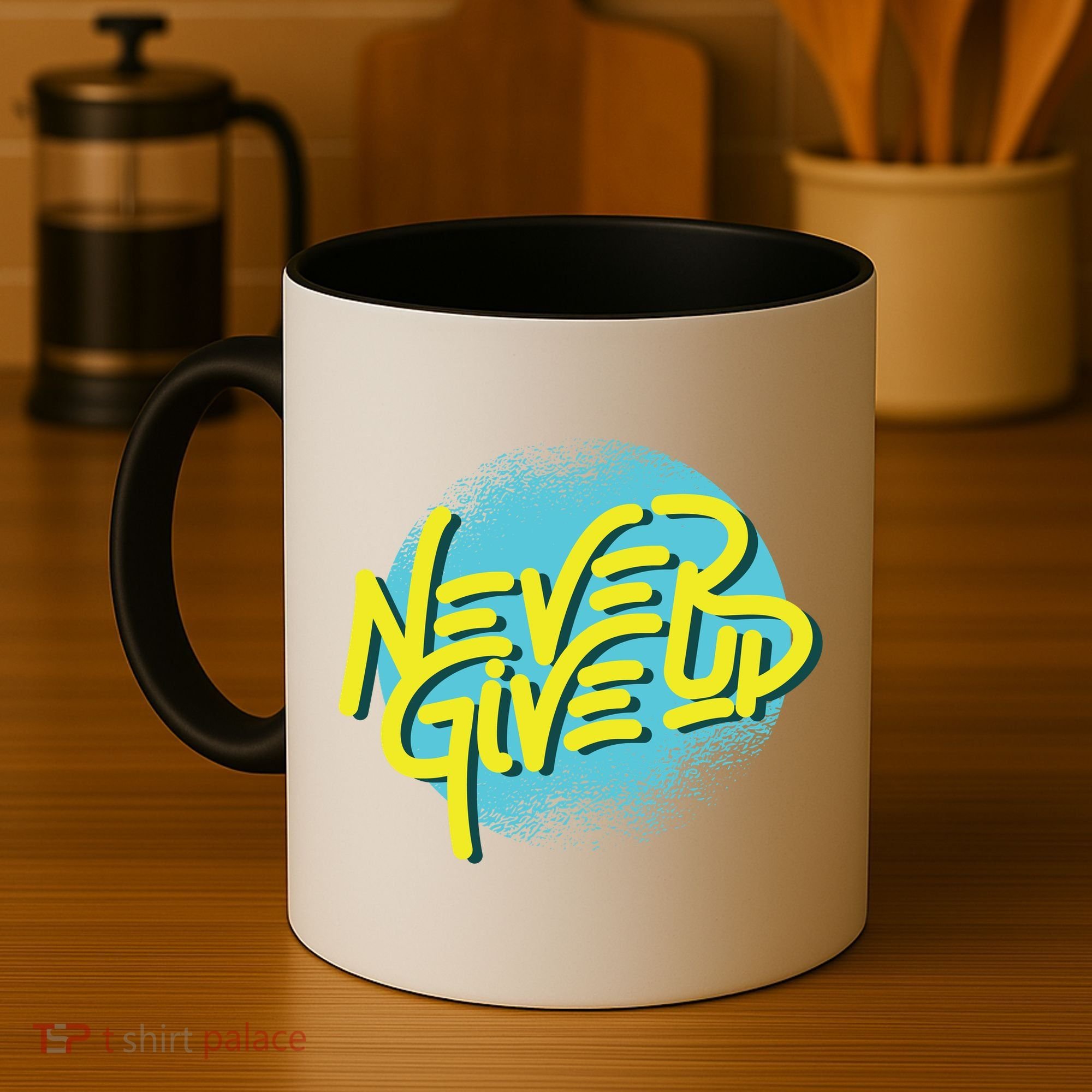 Never Give Up Motivational Coffee Mug