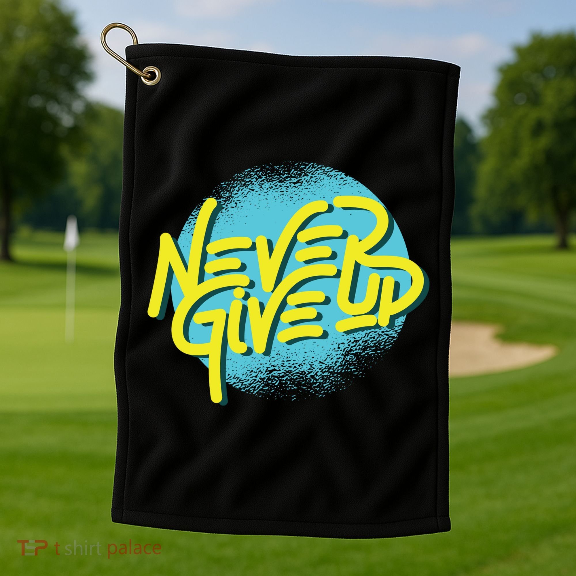 Never Give Up Motivational Golf Towel