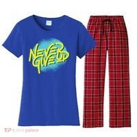 Never Give Up Motivational Women's Flannel Pajama Set thumb 0