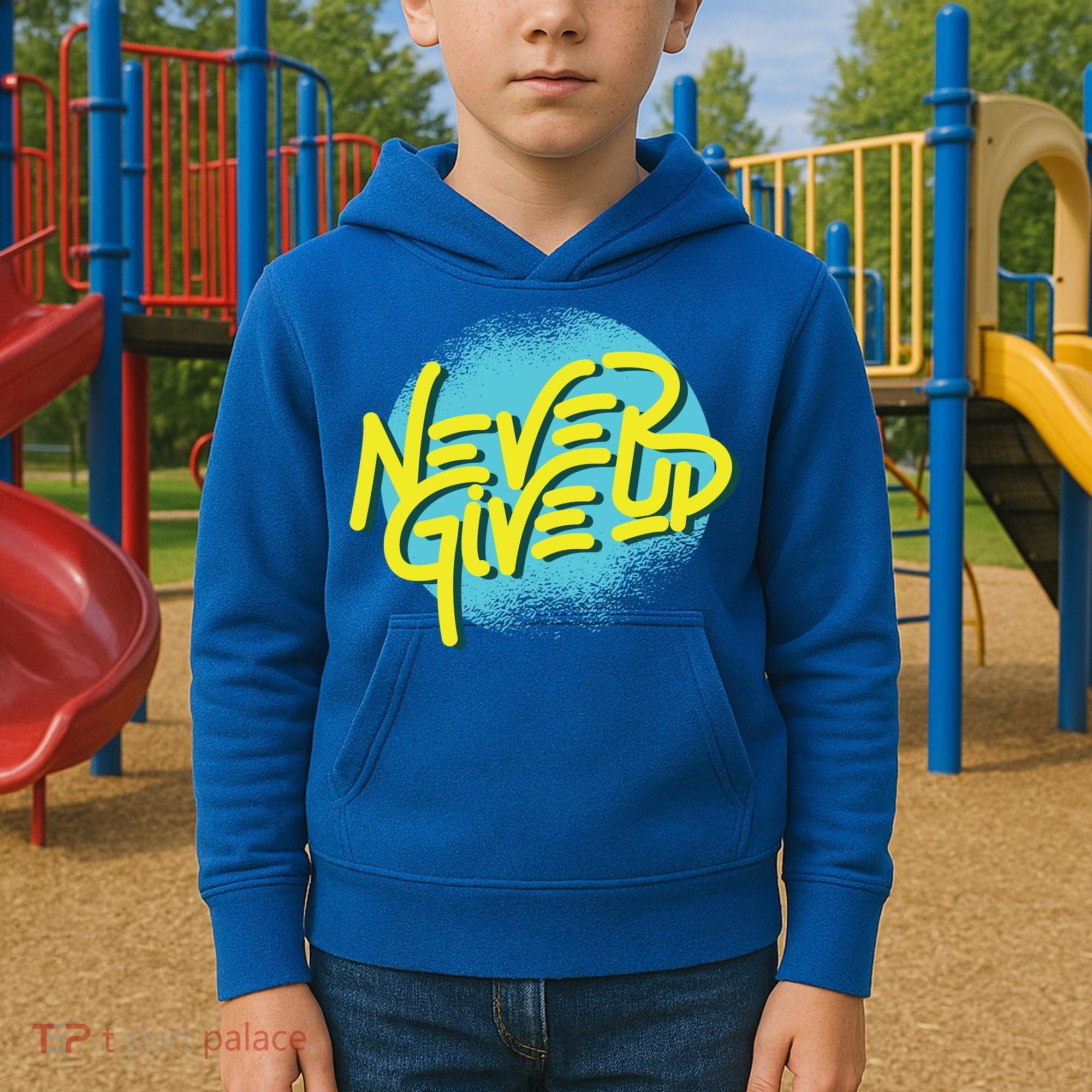 Never Give Up Motivational Kids Hoodie