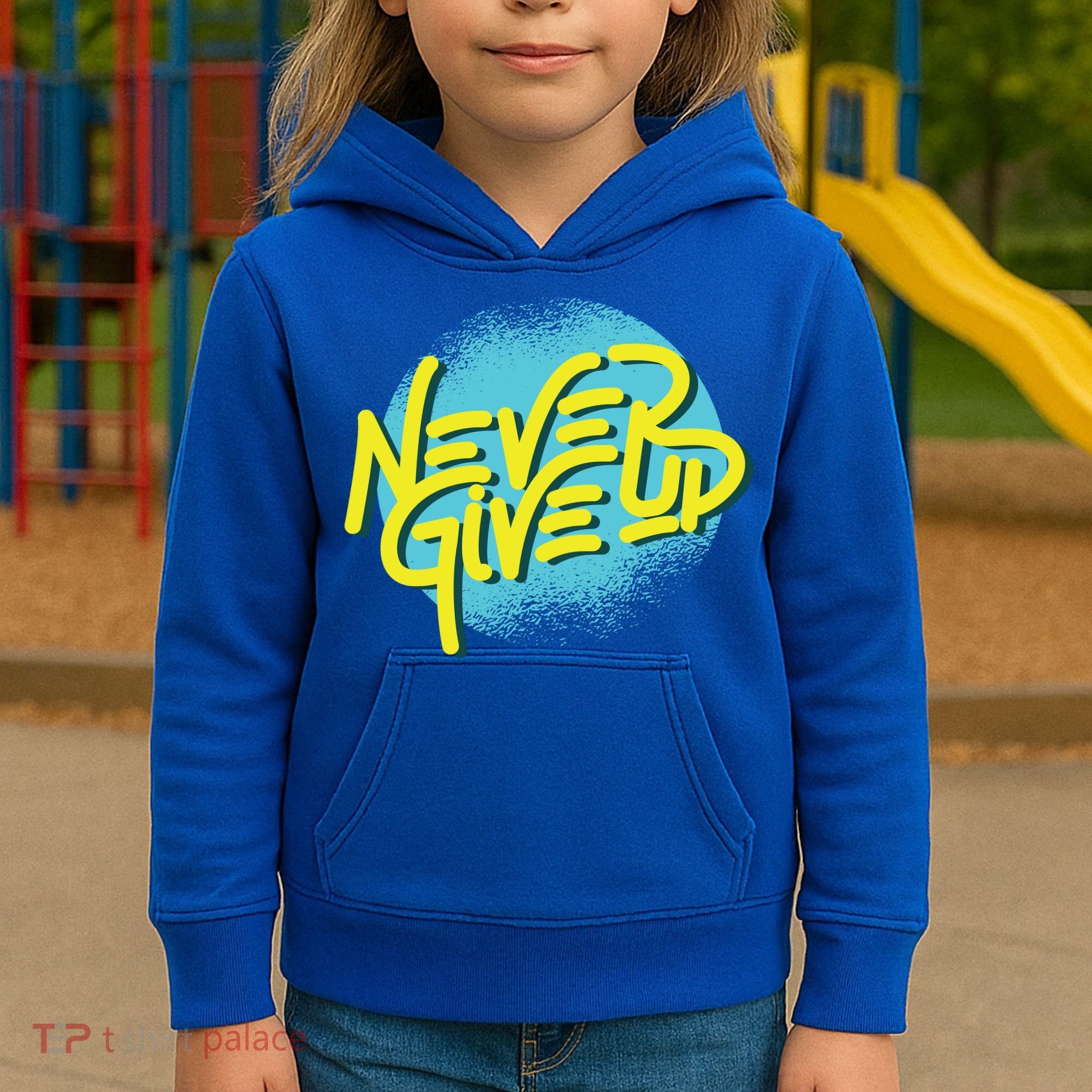Never Give Up Motivational Kids Hoodie