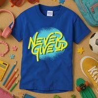 Never Give Up Motivational Kids T-Shirt thumb 3