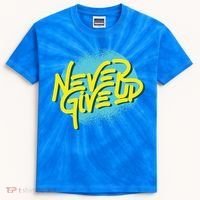 Never Give Up Motivational Kids Tie-Dye T-Shirt thumb 0