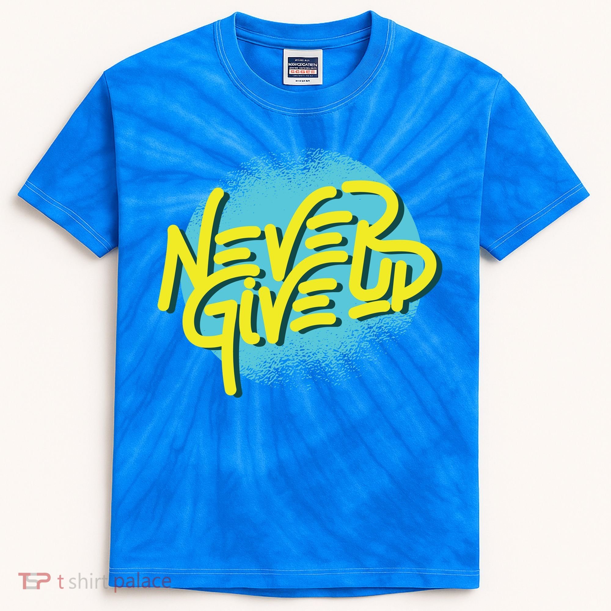 Never Give Up Motivational Kids Tie-Dye T-Shirt