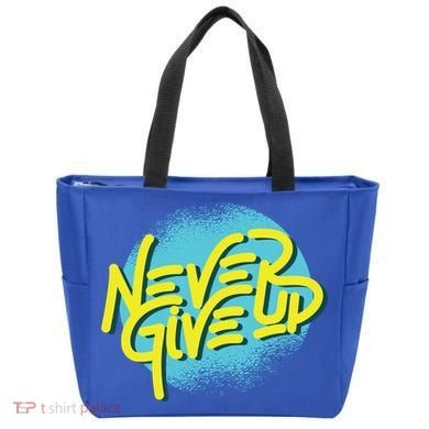 Never Give Up Motivational Tote Bag