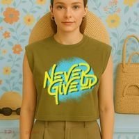 Never Give Up Motivational Garment-Dyed Women's Muscle Tee thumb 4