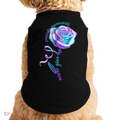 Never Give Up Suicide Awareness Ribbon Rose Doggie Tank