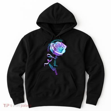 Never Give Up Suicide Awareness Ribbon Rose Hoodie