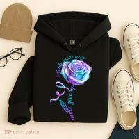 Never Give Up Suicide Awareness Ribbon Rose Hoodie thumb 4