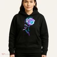 Never Give Up Suicide Awareness Ribbon Rose Hoodie thumb 5
