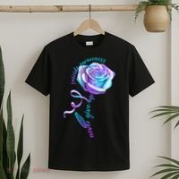 Never Give Up Suicide Awareness Ribbon Rose T-Shirt thumb 2