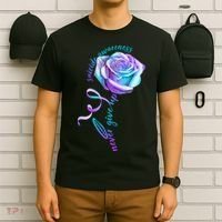 Never Give Up Suicide Awareness Ribbon Rose T-Shirt thumb 6