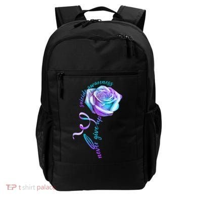 Never Give Up Suicide Awareness Ribbon Rose Backpack