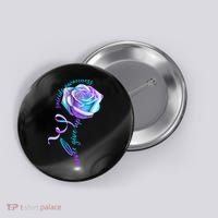 Never Give Up Suicide Awareness Ribbon Rose Button thumb 0