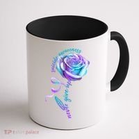Never Give Up Suicide Awareness Ribbon Rose Coffee Mug thumb 1