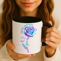 Never Give Up Suicide Awareness Ribbon Rose Coffee Mug thumb 3