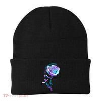 Never Give Up Suicide Awareness Ribbon Rose Beanie thumb 0