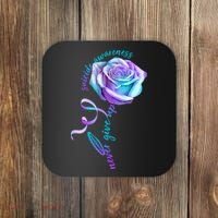 Never Give Up Suicide Awareness Ribbon Rose Coaster thumb 0