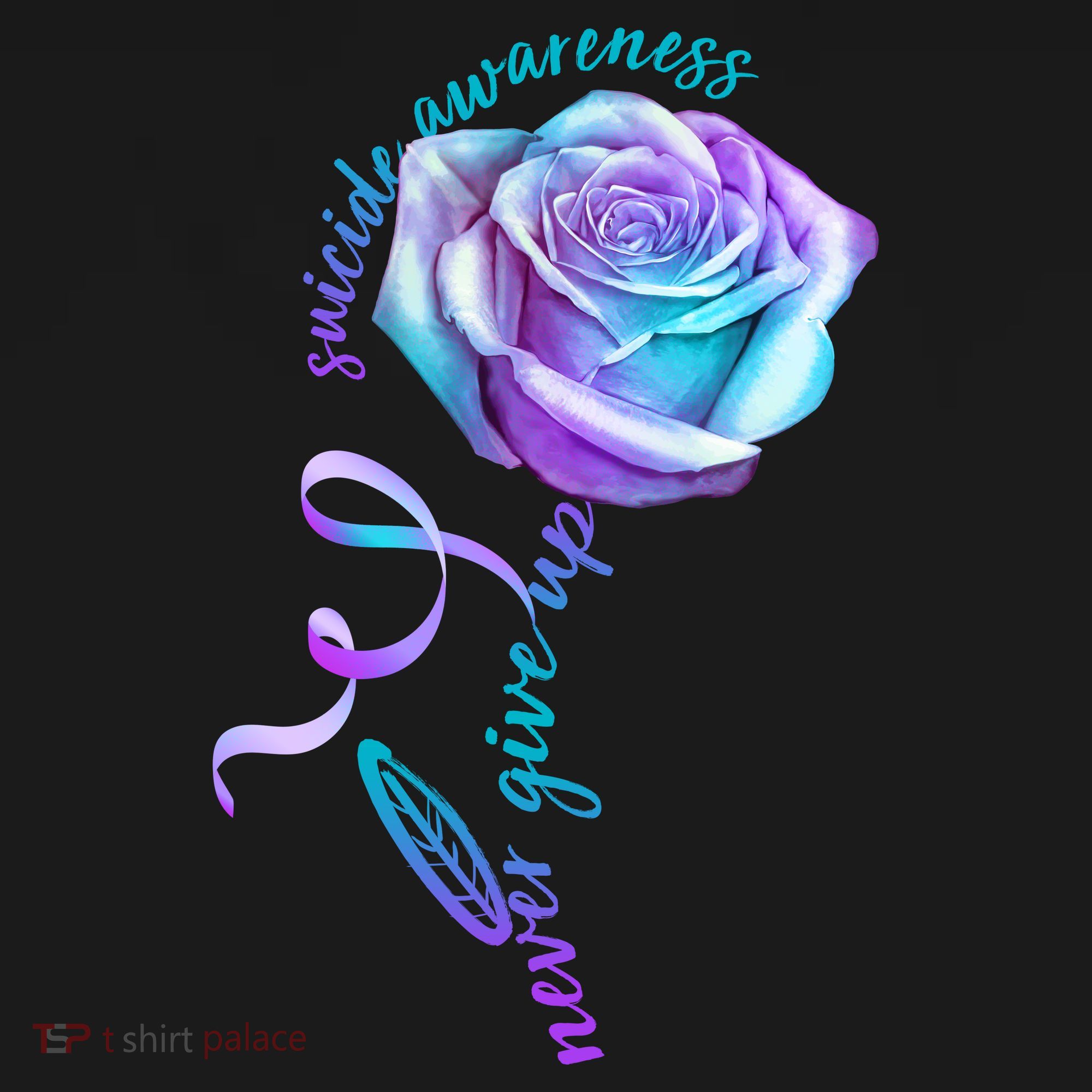 Never Give Up Suicide Awareness Ribbon Rose Mousepad
