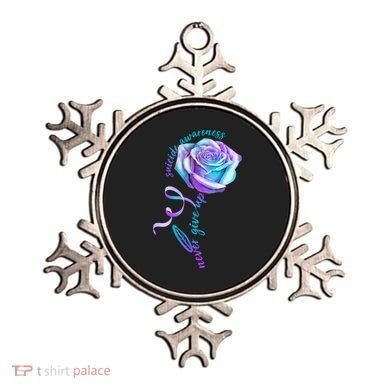 Never Give Up Suicide Awareness Ribbon Rose Ornament