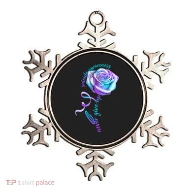 Never Give Up Suicide Awareness Ribbon Rose Ornament