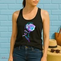 Never Give Up Suicide Awareness Ribbon Rose Women's Tank Top thumb 2